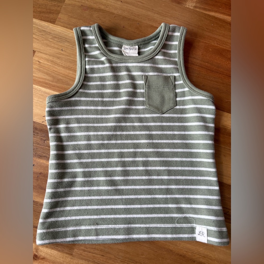 Little Road Co • Sage and White Striped Tank